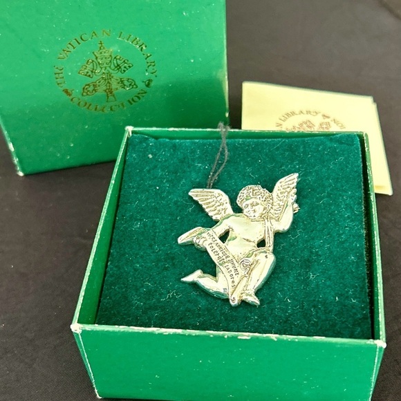 Vatican Library Collection Brooch Silver Plate Angel Cherub Vintage Pin New Box - Picture 6 of 9